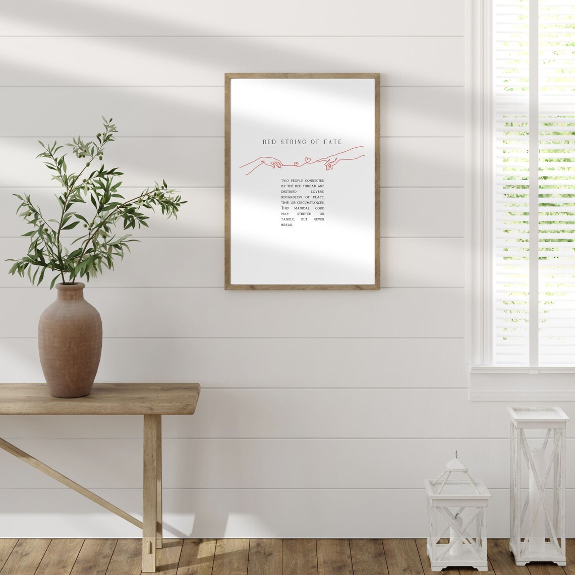 Red String Of Fate Lovers Line Art Minimalist Love Quote Poster - Image 3