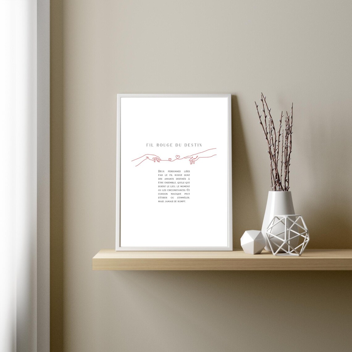 Fil Rouge Du Destin Red String Of Fate Lovers Line Art Poster - Image 3