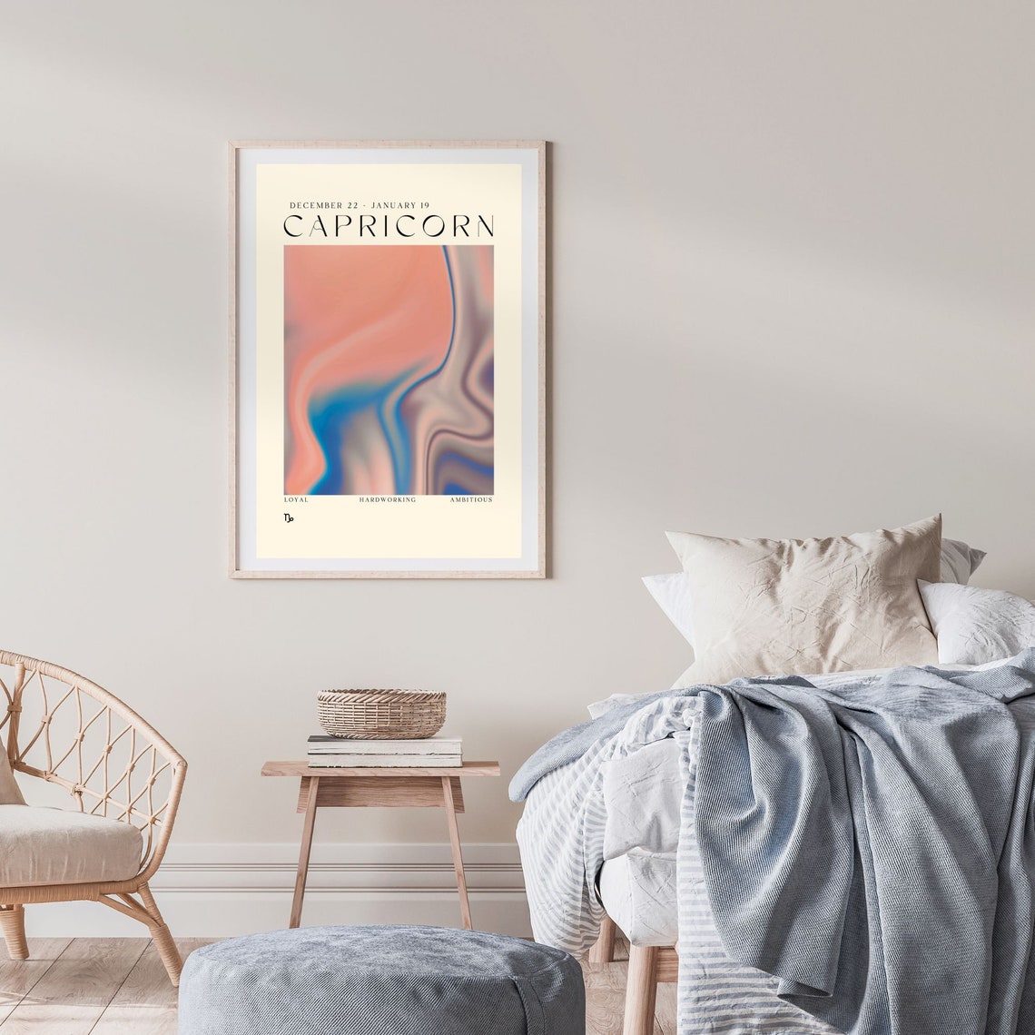 Capricorn Zodiac Aura Pink Blue Abstract Swirl Gradient Poster - Image 2