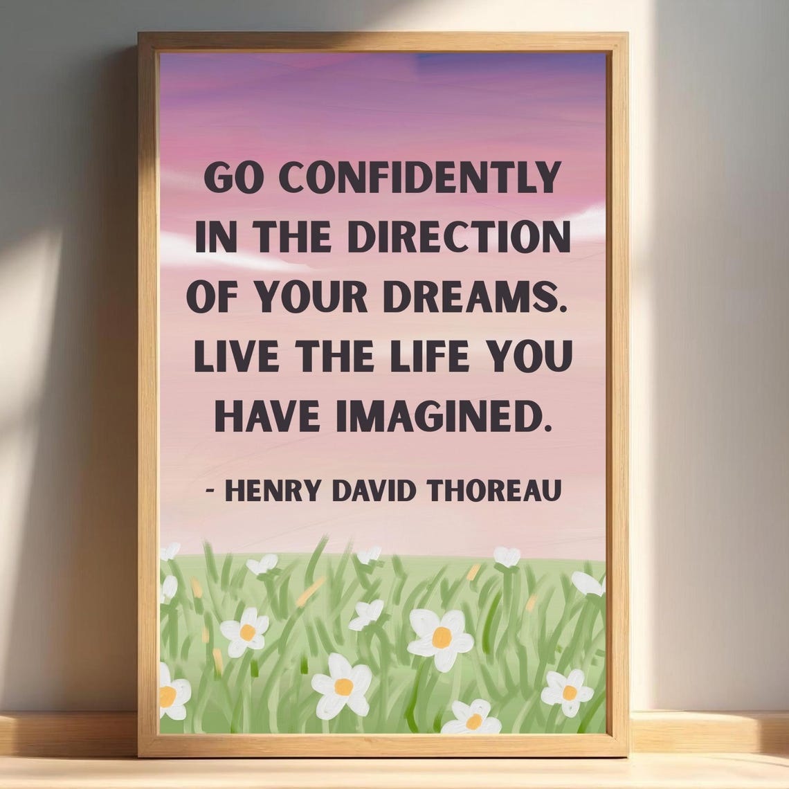 Henry David Thoreau Dreams Quote Meadow Daisy Sunset Travel Poster