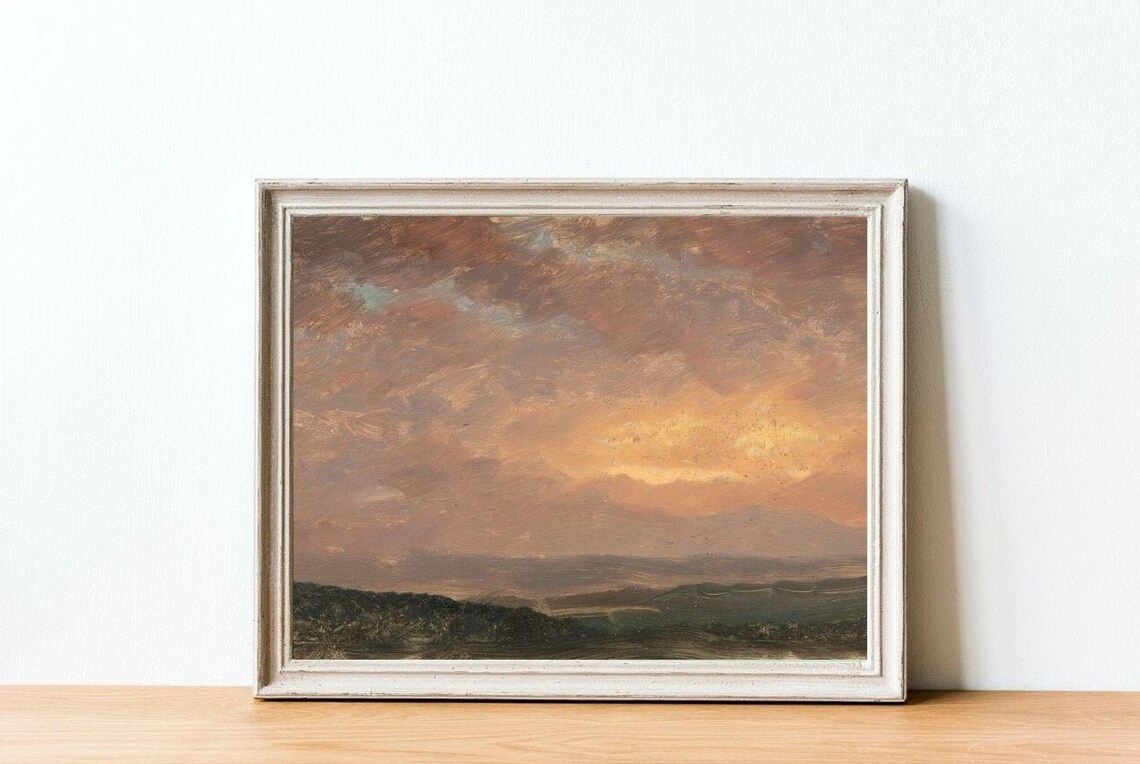 Cloud Oil Painting, Farmhouse Countryside Art Print - Image 2