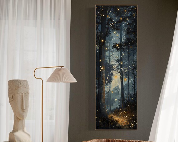 Enchanted Firefly Forest Mystical Wall Art Print