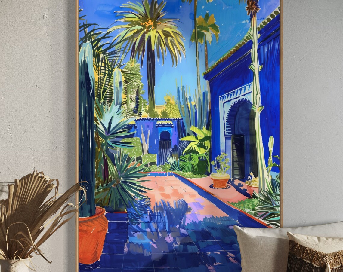 Marrakech Retreat Palm Tree Art Print, Morocco