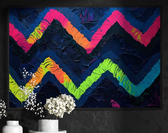 Zigzag Wall Art Vibrant Abstract Print With Bold Colors Modern Design And Geometric Accent For Home And Office Decor