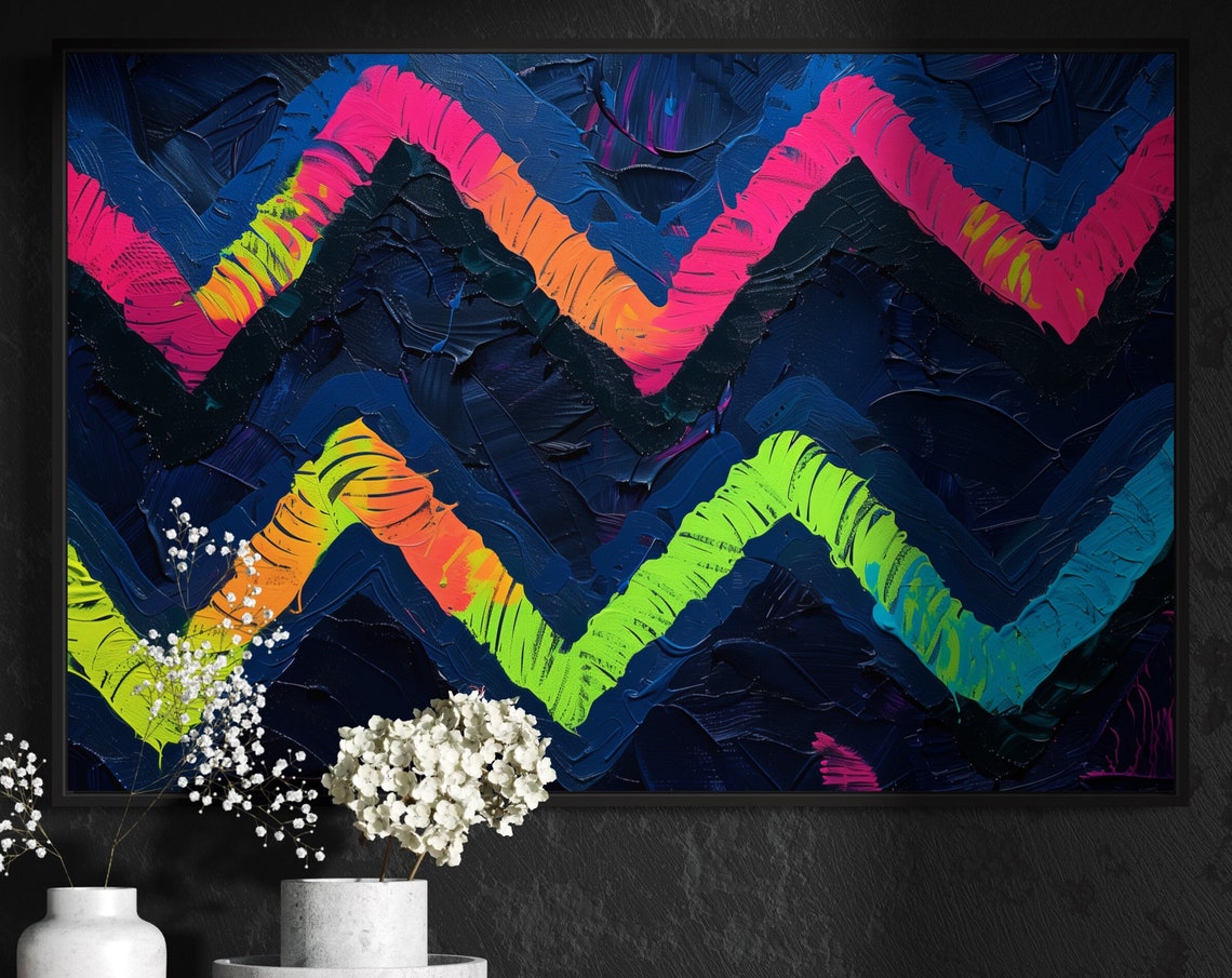 Zigzag Wall Art Vibrant Abstract Print With Bold Colors Modern Design And Geometric Accent For Home And Office Decor