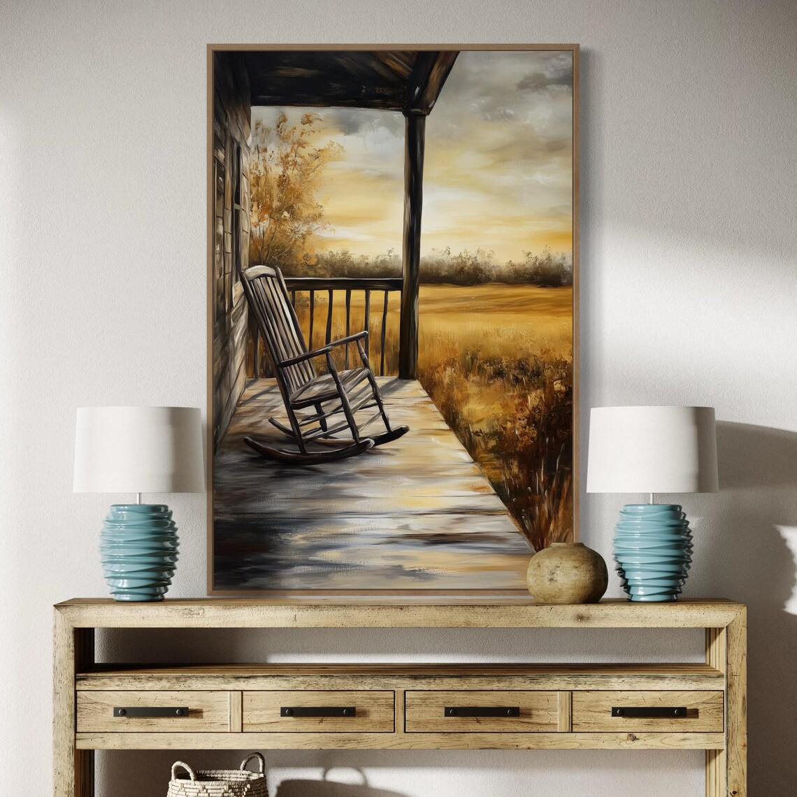 Rustic Porch Rocking Chair, Vintage Farmhouse Art Print - Image 3
