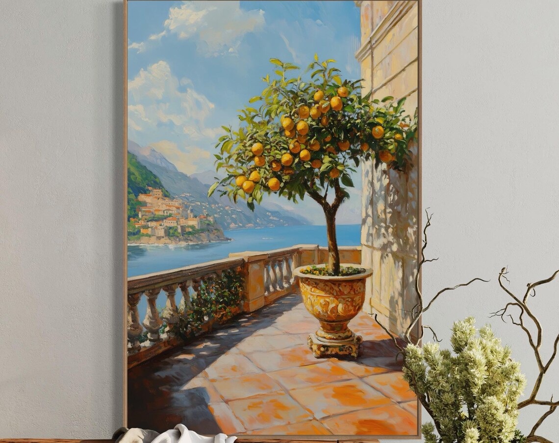 Amalfi Coast Lemon Tree Rustic Italian Art Print