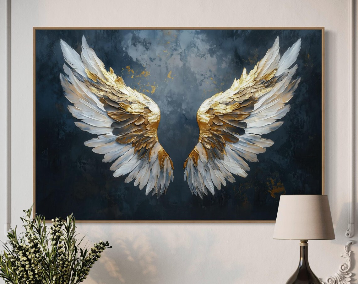 Golden Angel Wings Modern Abstract Art Poster