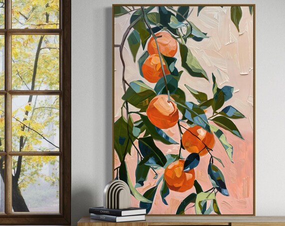 Vibrant Mandarin Print Colorful Fruit Painting Print For Bright And Cheerful Kitchen Decor Mediterranean Citrus Wall Art
