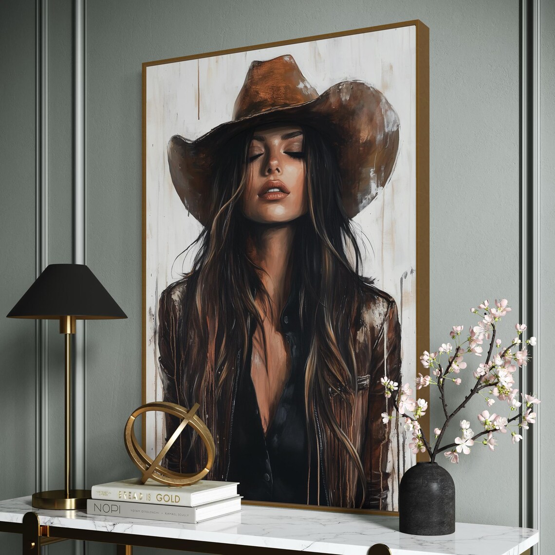Modern Cowgirl Portrait, Rustic Boho Western Woman