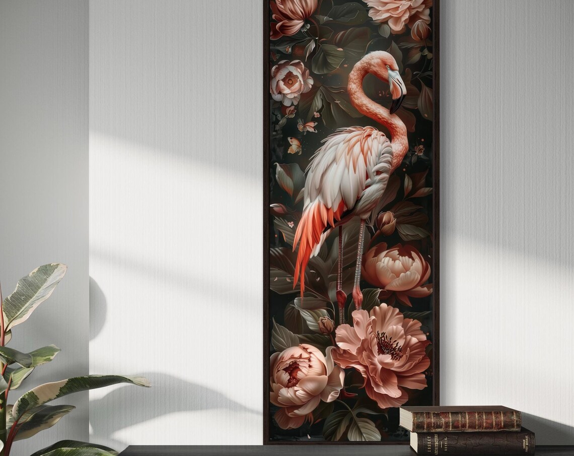 Elegant Pink Flamingo And Peony Art Print