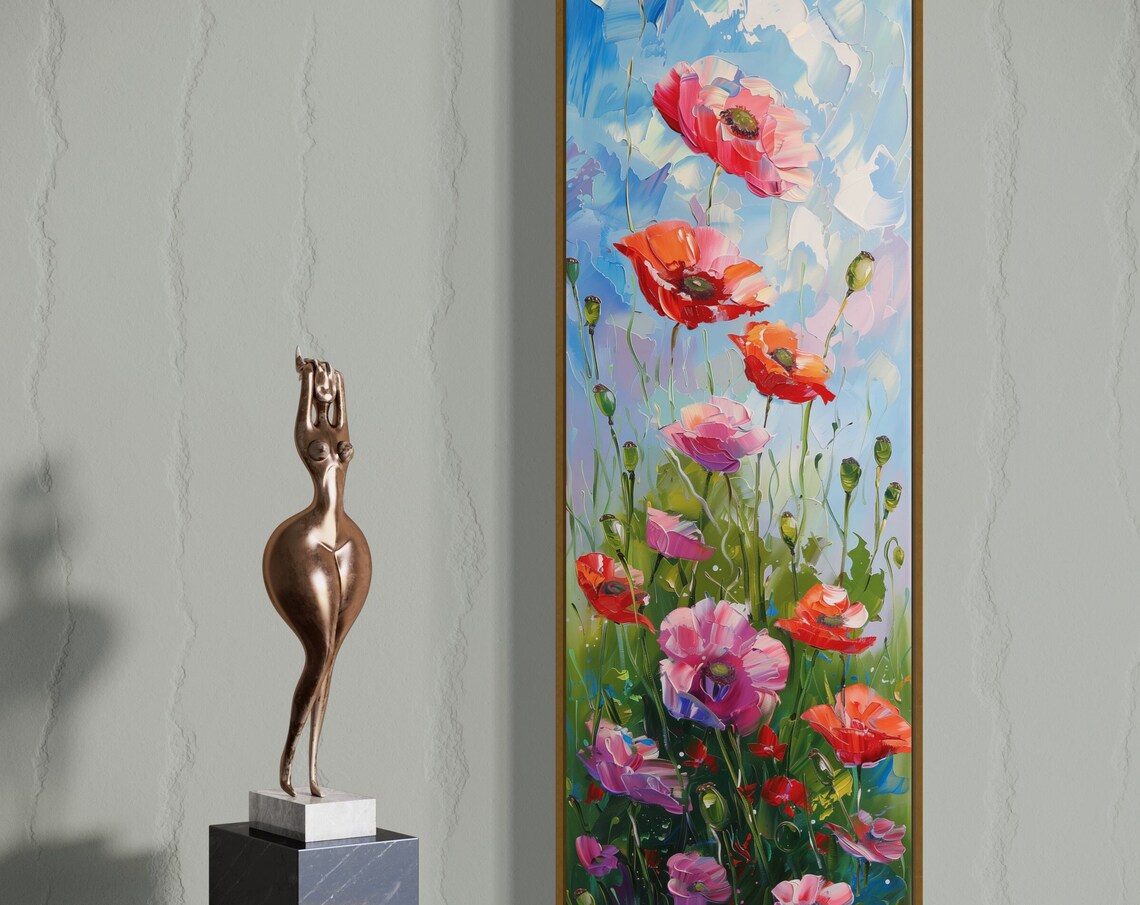Red Poppy Print, Vertical Botanical Wall Art - Image 5