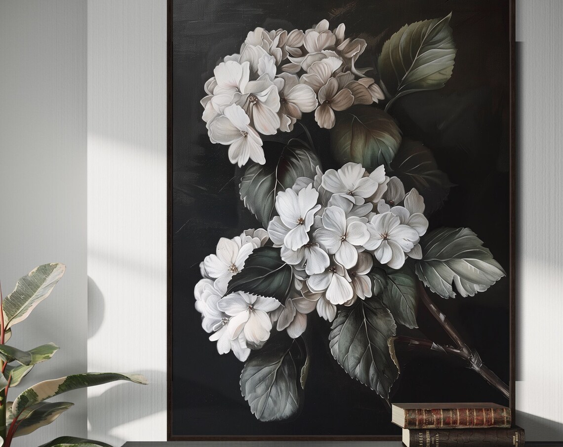 Moody Hydrangea Elegance, Dark Academia Decor