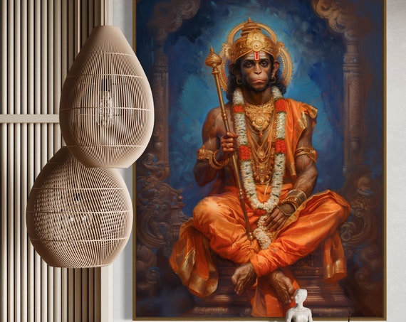 Divine Meditation Lord Hanuman Art Print Spiritual Indian Artwork For Zen Decor And Yoga Studios Indian Mythology For Religious Poster