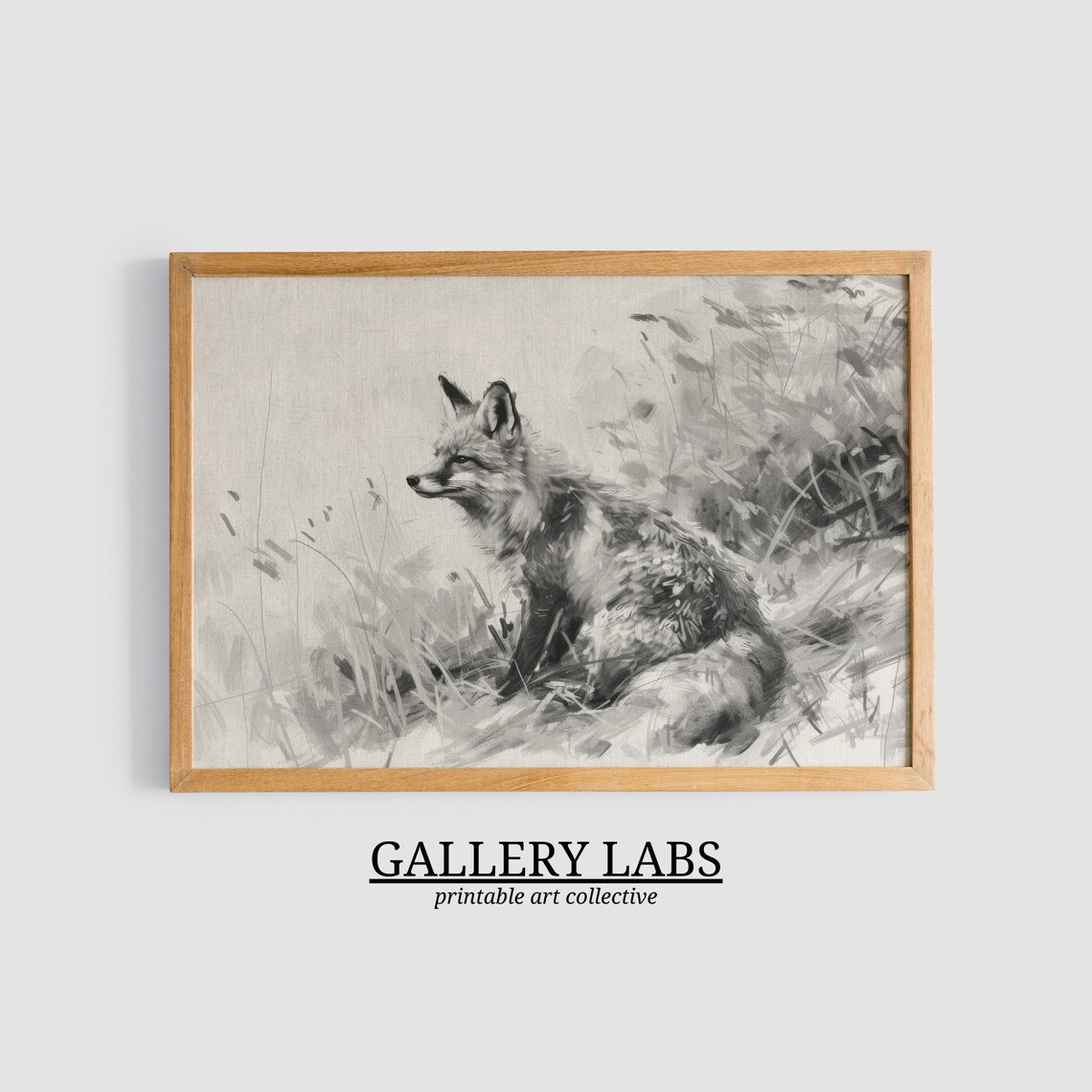 Vintage Fox Pencil Sketch Woodland Animal Neutral Nursery Wall Art Print - Image 3