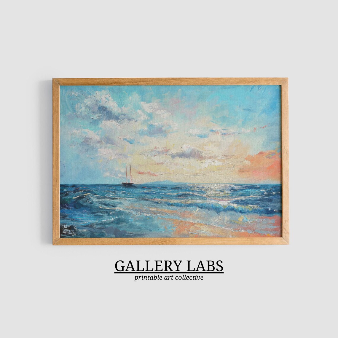 Vintage Sailboat Ocean Seascape Misty Nautical Sailing Art Print - Image 3