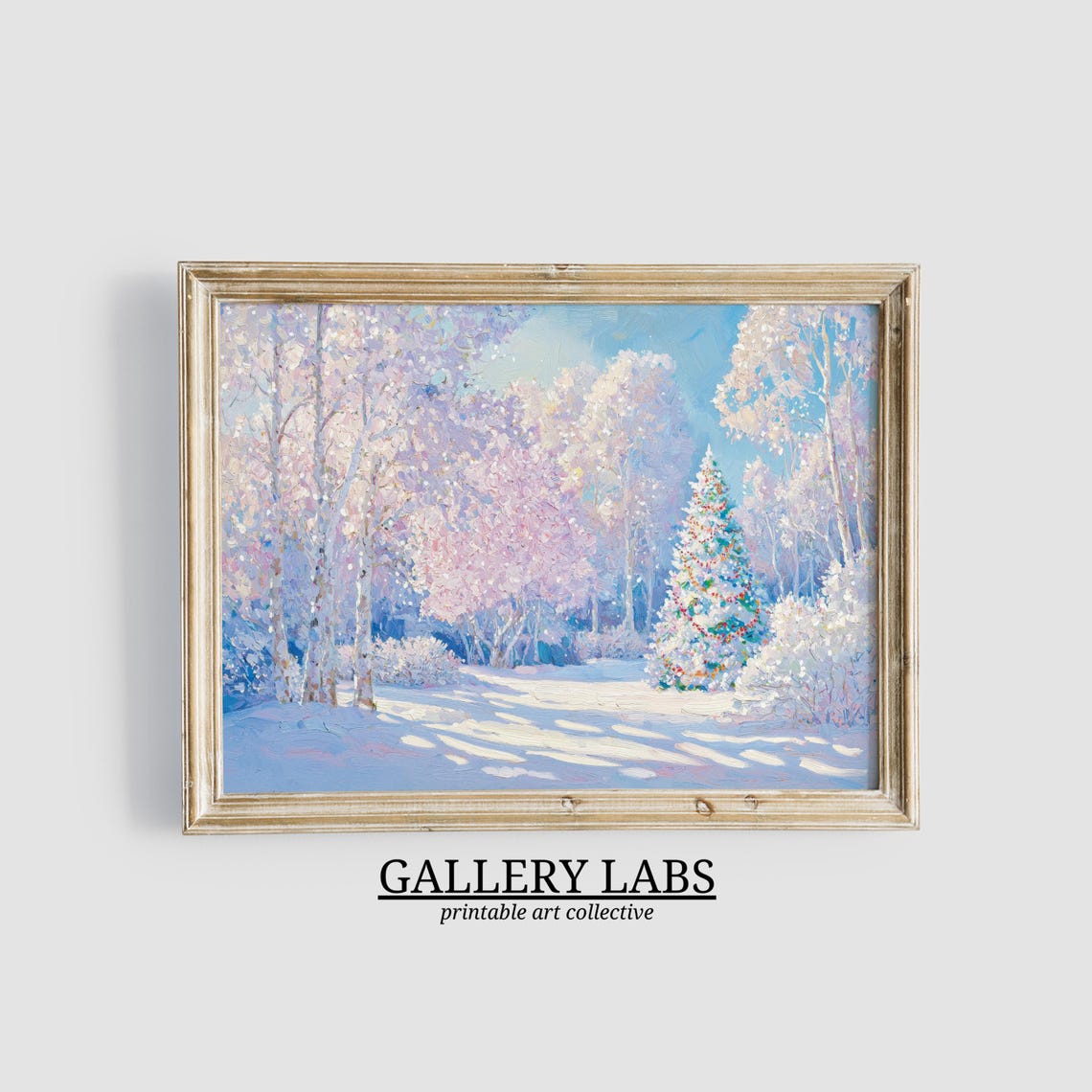 Snowy Christmas Tree Forest Holiday Winter Scene Wall Art Poster