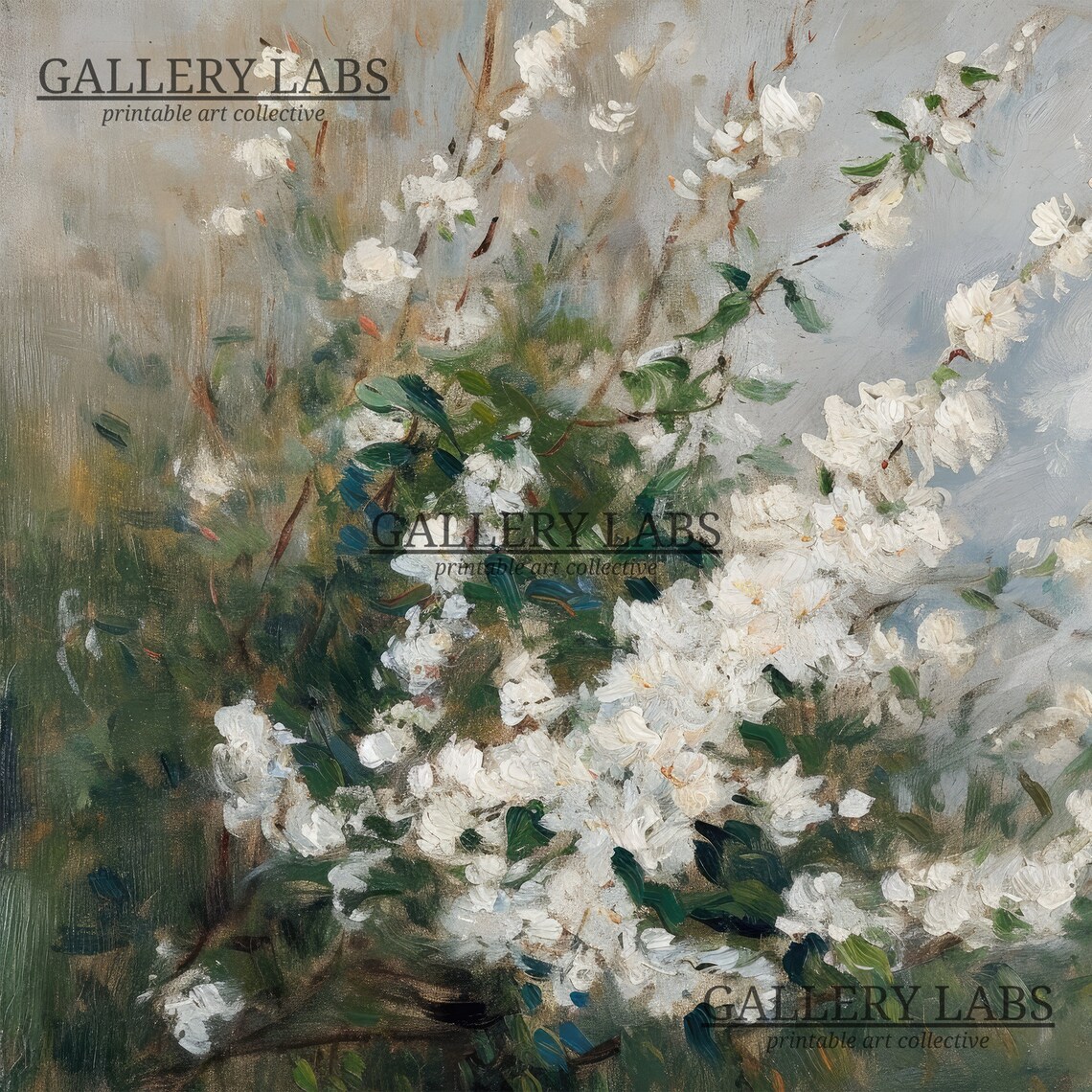 White Blossom Branch Painting Apple Blossom Spring Floral Art Print - Image 4