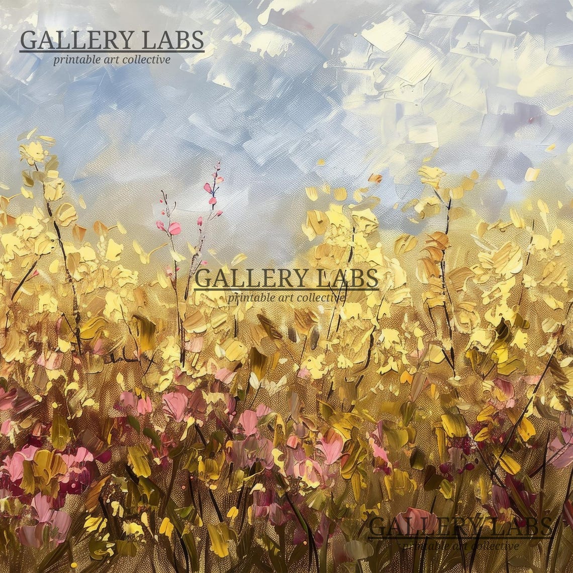 Golden Autumn Wildflower Field Under Bright Blue Sky Fall Poster - Image 4