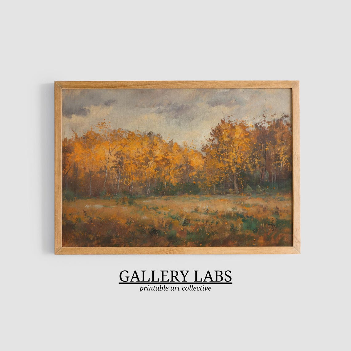 Moody Golden Autumn Forest Cloudy Sky Fall Landscape Art Print - Image 3