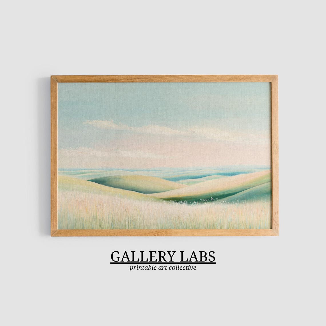 Rolling Green Hills Tall Grass Pastel Sky Calm Landscape Travel Poster - Image 3