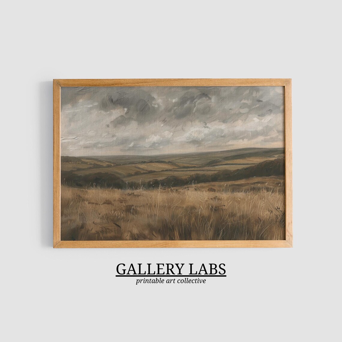 Stormy Moorland With Golden Grass Rolling Hills Dramatic Cloudy Sky Oil Painting Print - Image 3