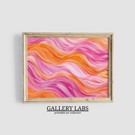 Pink Orange Print Dorm Decor Trendy Wall Art Apartment Decor Abstract Painting Preppy Room Decor Art