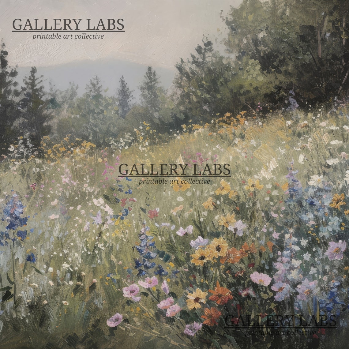Wildflower Field Forest Edge Vintage Painterly Botanical Art Poster - Image 4