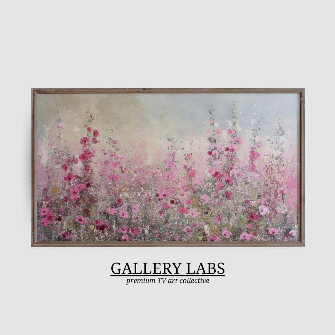 Tall Pink Wildflower Meadow Blossoms Soft Impressionist Floral Poster - Image 3