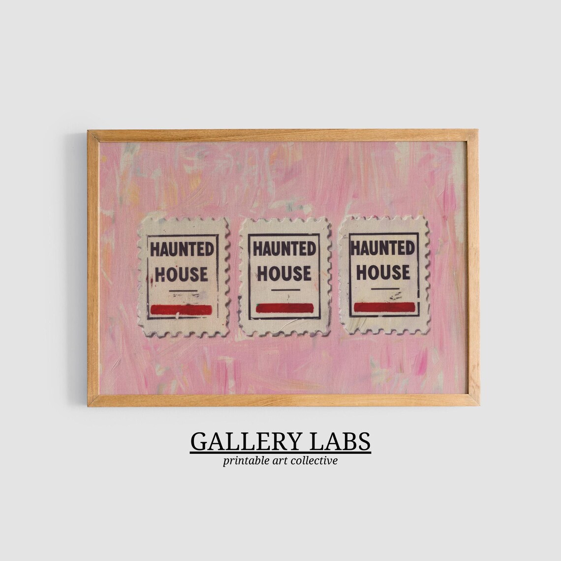 Haunted House Tickets Trio Vintage Retro Pink Halloween Painting Poster - Image 3