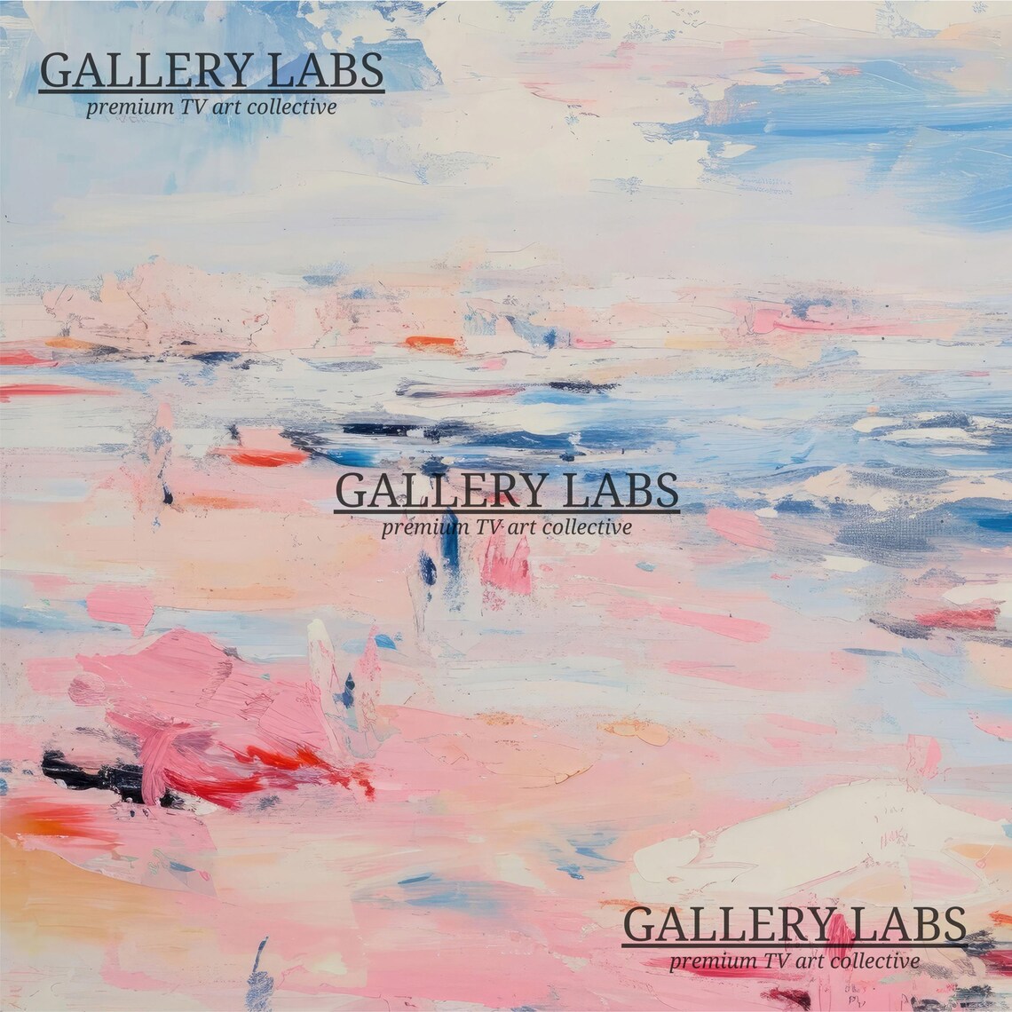 Abstract Pink Coastal Painting Pastel Ocean Waves Modern Wall Art Poster - Image 4