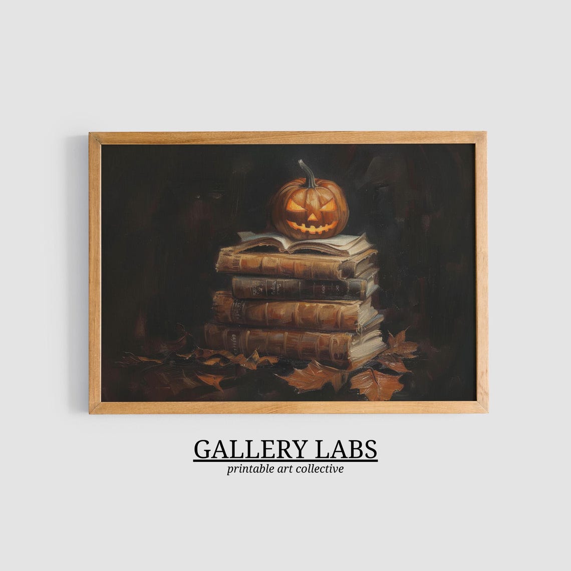 Jack O Lantern Old Books Dark Academia Spooky Halloween Wall Art - Image 4