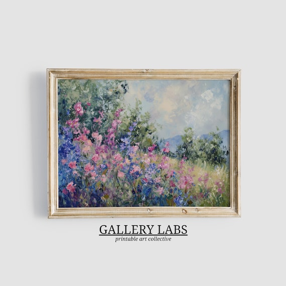 Spring Meadow Floral Art Print, Vintage Farmhouse Decor