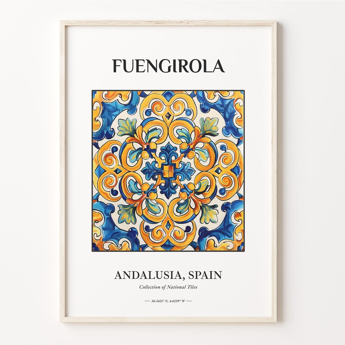 Fuengirola Andalusia Spain Golden Scroll Arabesque Tile Artwork Poster
