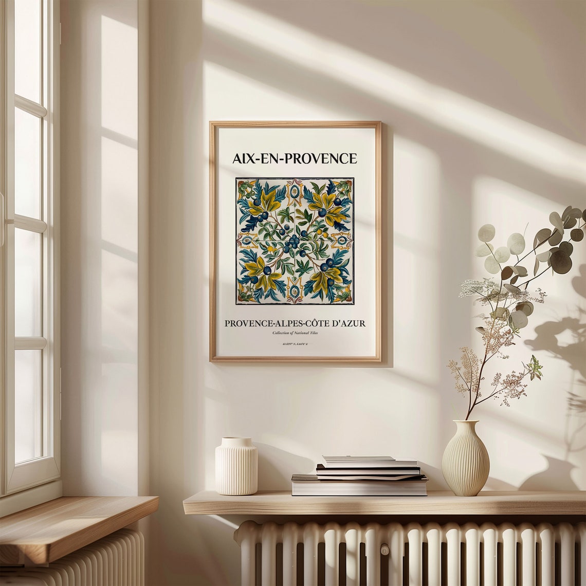 Aix-En-Provence France Olive Branch Botanical Tile Pattern Poster - Image 3