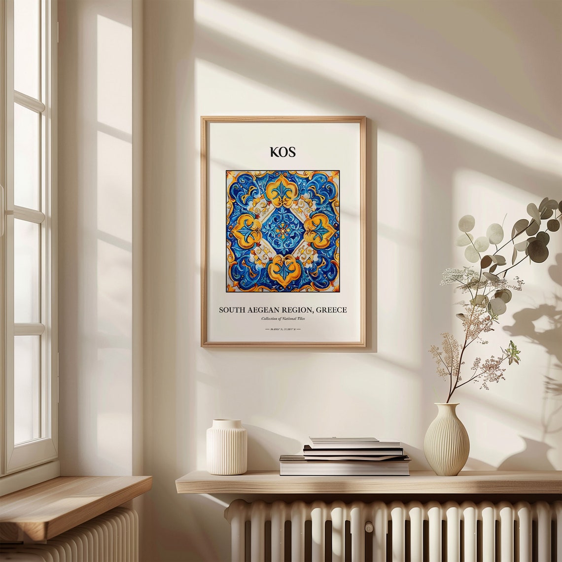 Kos Greece South Aegean Diamond Scroll Tile Medallion Art Poster - Image 3