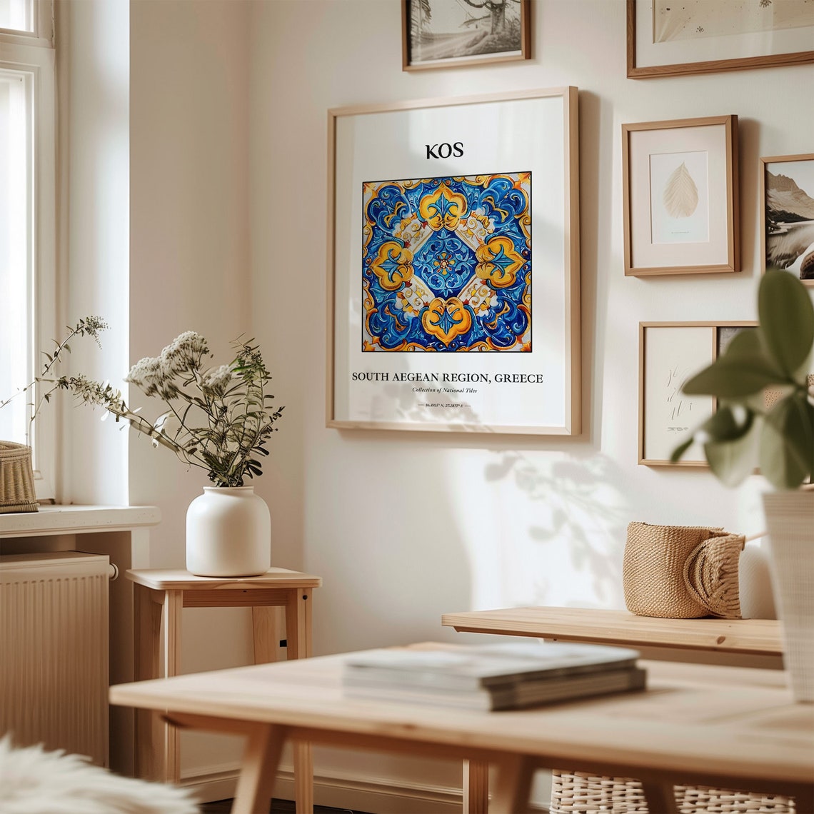 Kos Greece South Aegean Diamond Scroll Tile Medallion Art Poster - Image 2