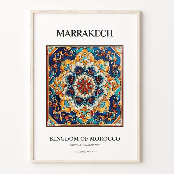 Marrakech Tile Wall Art Print Traditional Moroccan Decor Aesthetic Bedroom Poster Folk Style Home Decoration C32 399