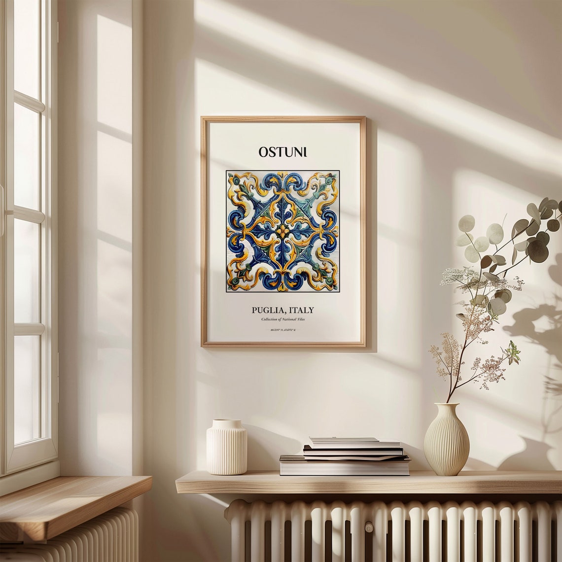 Ostuni Puglia Italy Gold Blue Baroque Tile Pattern Art Poster - Image 3