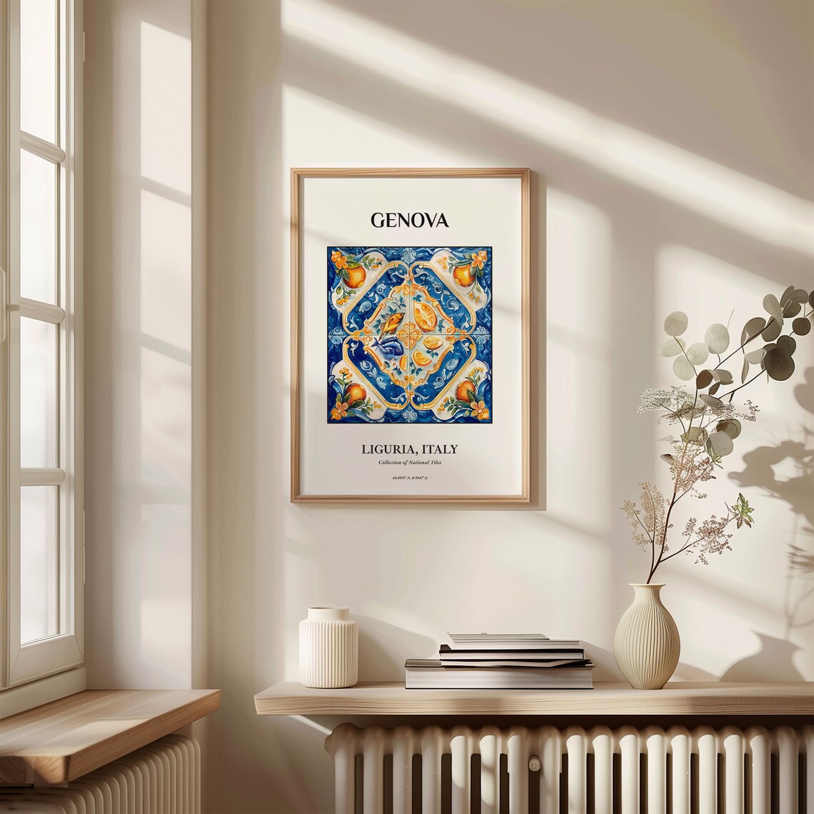 Genova Italy Blue Citrus Fish Tile Ligurian Coast Art Poster - Image 3