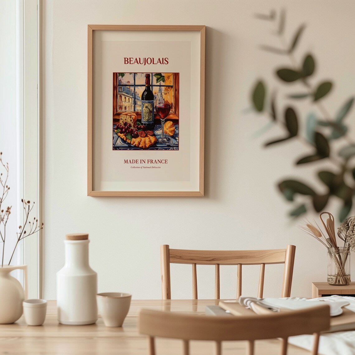 Beaujolais French Red Wine Paris Window Grapes Maiolica Poster - Image 3