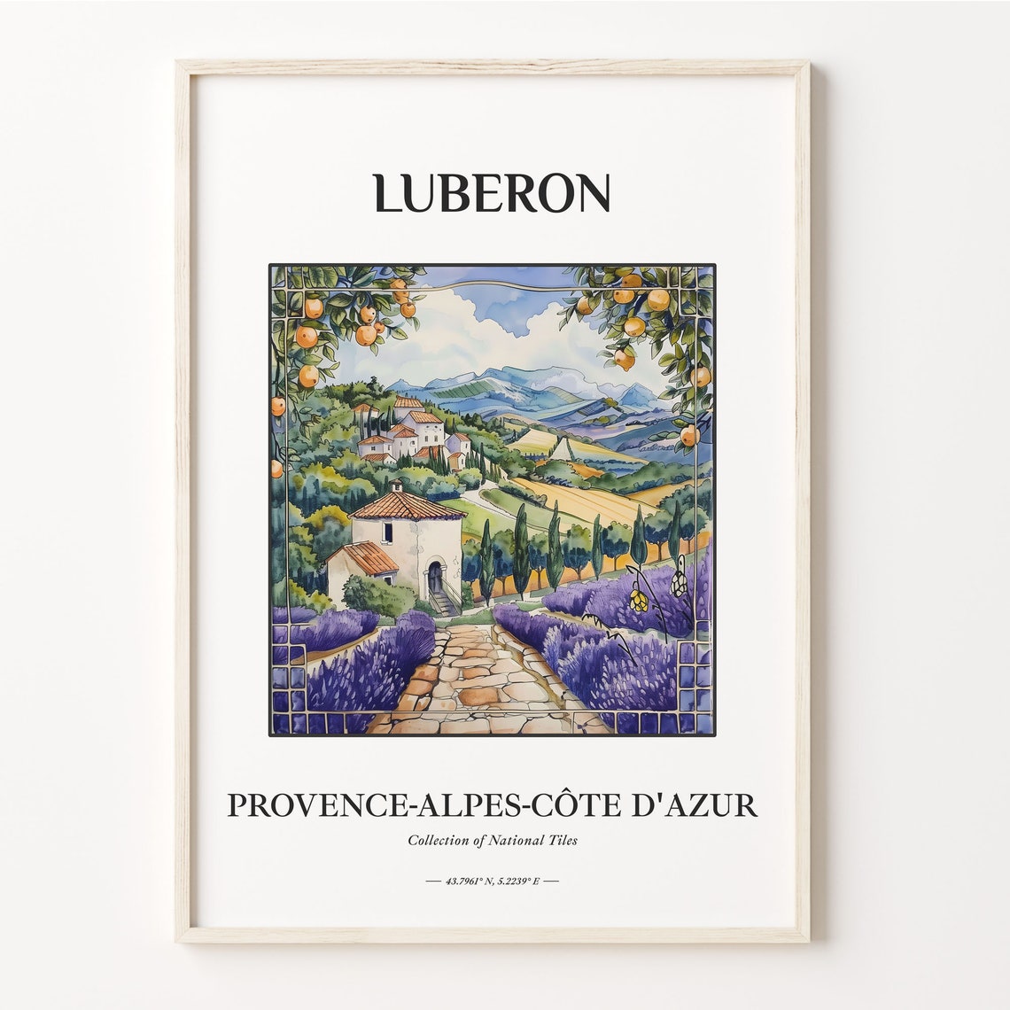 Luberon Provence Lavender Fields Tile Landscape Scene Wall Art
