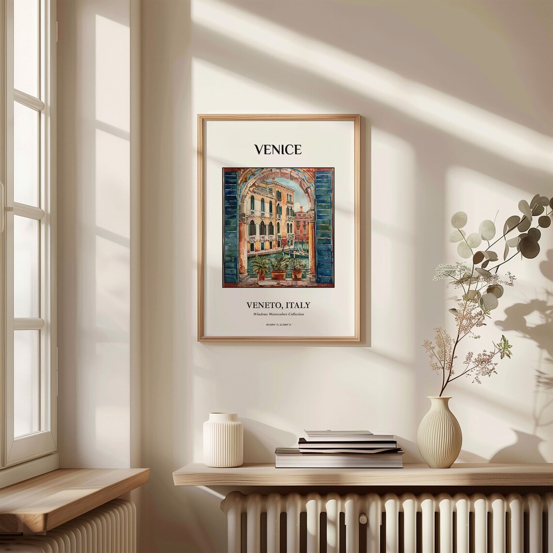 Venice Veneto Italy Watercolor Print with Canal Window View Scene - Image 3