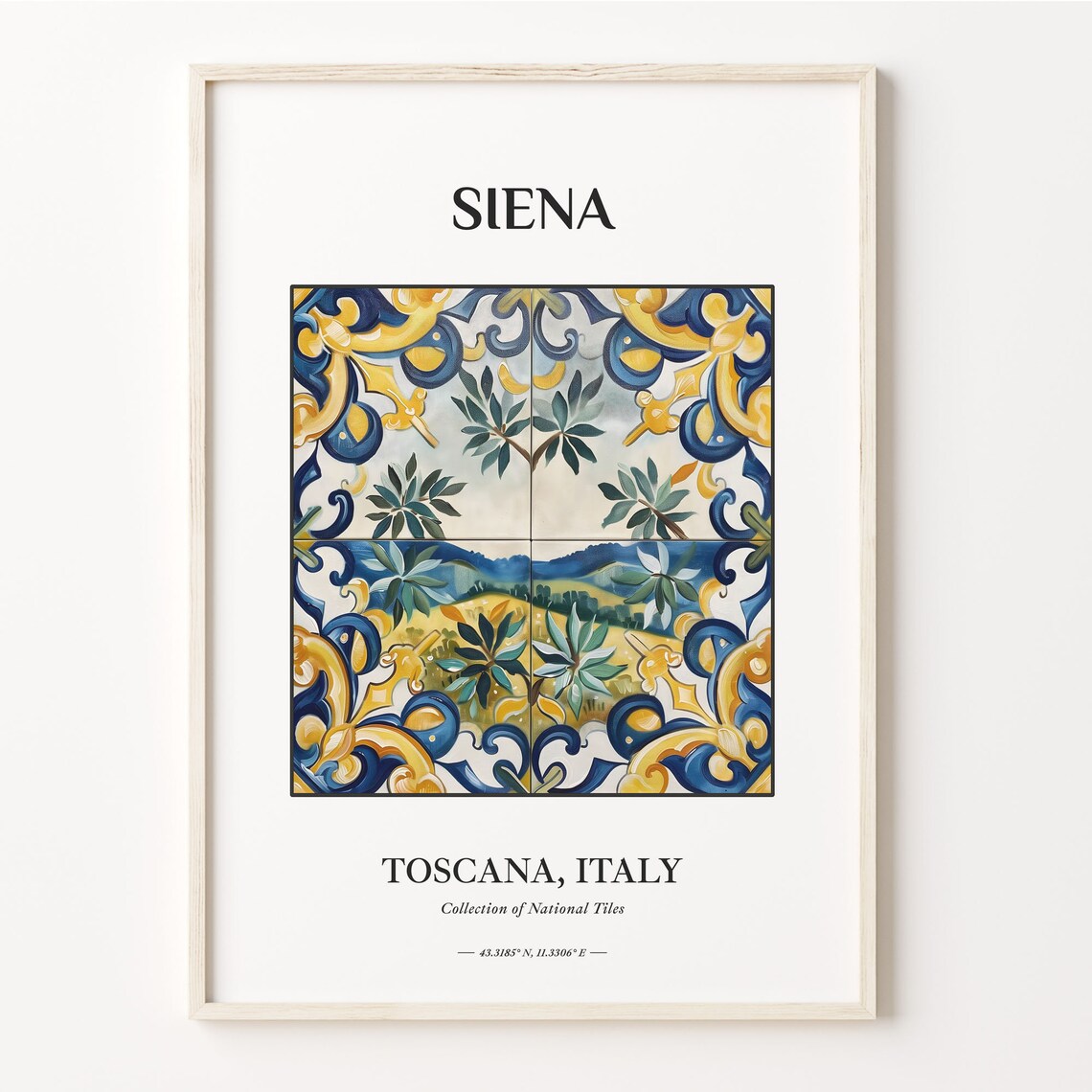 Siena Tuscany Italy Tuscan Hills Tile Landscape Home Decor Poster