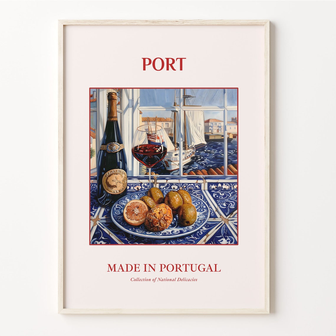 Port Wine Portugal Azulejo Tile Harbor Kitchen Delicacies Poster