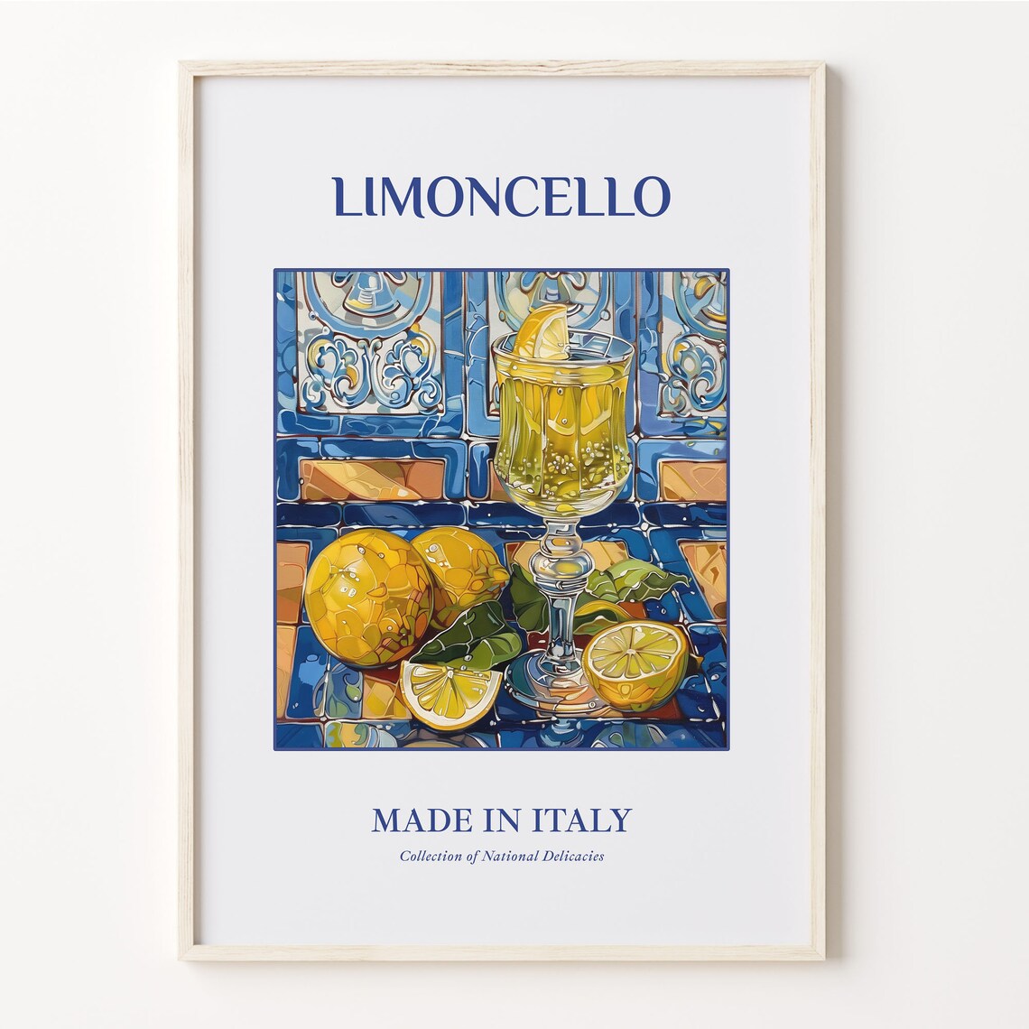 Limoncello Italian Liqueur Blue Maiolica Tile Italian Kitchen Poster