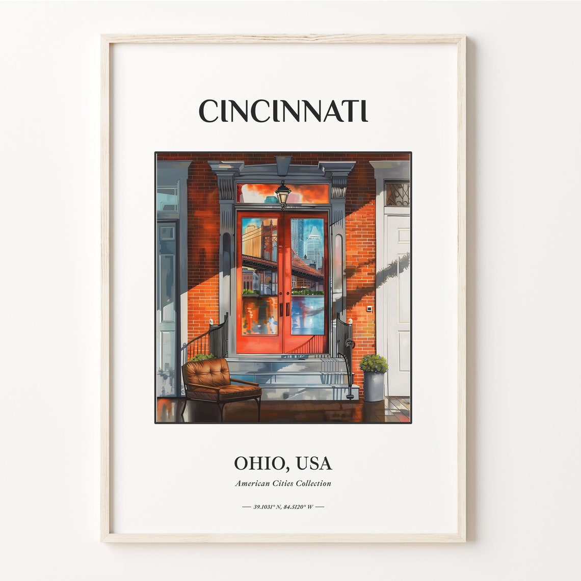 Cincinnati Ohio American Cities Collection Brick Doorway Poster