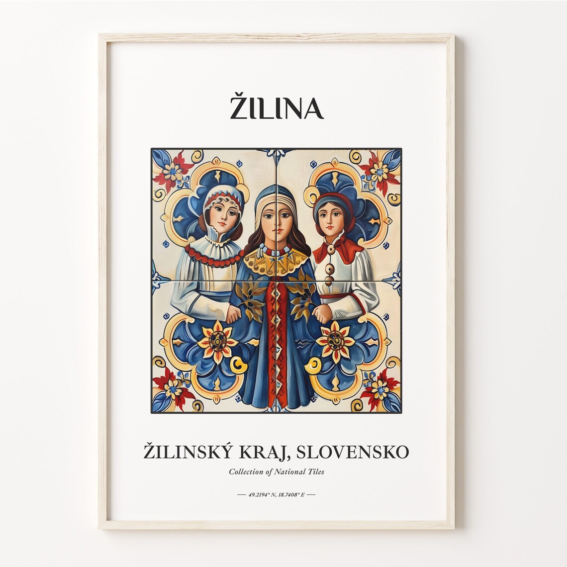 Zilina Slovakia Folk Costume Trio Ceramic Tile Art Wall Decor Poster
