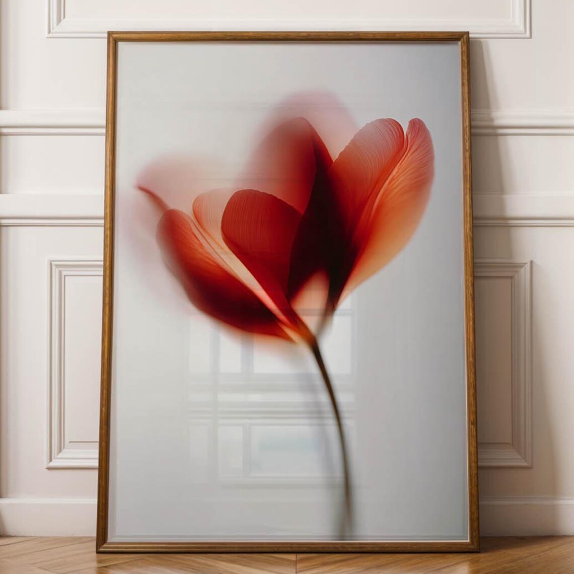 Abstract Red Flower, Minimal Nature Inspired Art Print