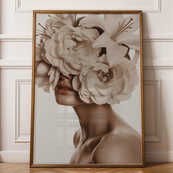 Abstract Flower Portrait Poster Contemporary Feminine Minimalist Wall Art